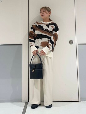 「SENSE OF PLACE by URBAN RESEARCH（センスオブプレイスバイアーバンリサーチ）のニュアンスパターンラメセーター（ニット/セーター）」を使った、ルナさん（レディース・154cm）の秋コーディネート