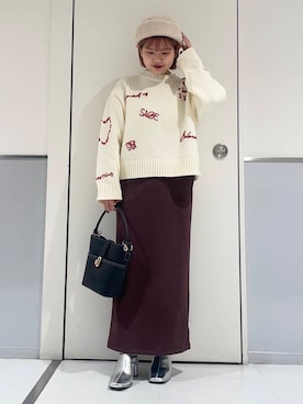 「SENSE OF PLACE by URBAN RESEARCH（センスオブプレイスバイアーバンリサーチ）のポンチタイトスカート（スカート）」を使った、ルナさん（レディース・154cm）の冬コーディネート