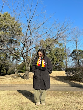 「アメカジ」｜「アイテム（モッズコート）」を使った、yuaさん（レディース・156cm）の冬コーディネート