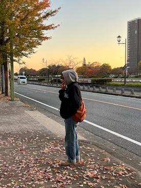 「大学生」｜「アイテム（ナイロンジャケット）」を使った、yuaさん（レディース・156cm）の秋コーディネート