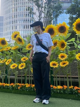 「14+（イチヨンプラス）のアイテム（ハンチング/ベレー帽）」を使った、yuaさん（レディース・156cm）の夏コーディネート