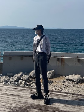 「WOOALONG（ウアロン）のアイテム（帽子）」を使った、リャウさん（メンズ・163cm）の夏コーディネート