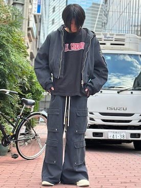 「DANKE SCHON（ダンケシェーン）のアイテム（MA-1）」を使った、佐々木空翔(ササキヒロト)さん（メンズ・175cm）の秋コーディネート