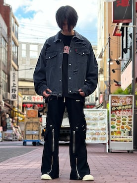 「DANKE SCHON（ダンケシェーン）のアイテム（デニムジャケット）」を使った、佐々木空翔(ササキヒロト)さん（メンズ・175cm）の秋コーディネート