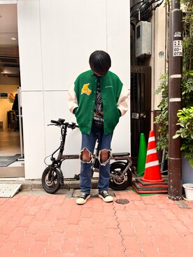 「A4A（エーフォーエー）のアイテム（スウェット）」を使った、佐々木空翔(ササキヒロト)さん（メンズ・175cm）の冬コーディネート