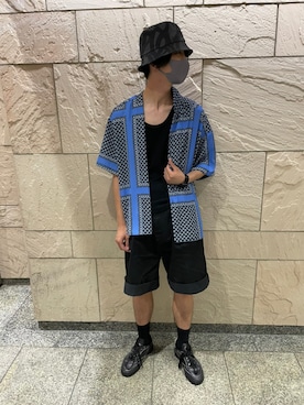 「DANKE SCHON（ダンケシェーン）のアイテム（帽子）」を使った、佐々木空翔(ササキヒロト)さん（メンズ・175cm）の夏コーディネート