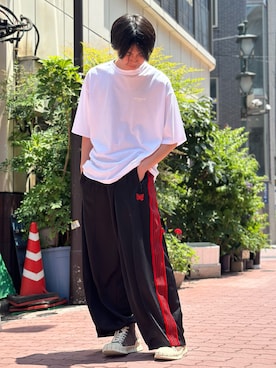 「WHITELAND（ホワイトランド）のアイテム（Tシャツ/カットソー）」を使った、佐々木空翔(ササキヒロト)さん（メンズ・175cm）の夏コーディネート