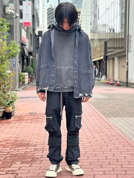 「DANKE SCHON（ダンケシェーン）のアイテム（デニムジャケット）」を使った、佐々木空翔(ササキヒロト)さん（メンズ・175cm）の冬コーディネート
