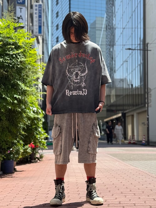 DankeSchon PIGMENT SPRAY S/S TEE MORTAL ブラック DankeSchon/ダンケシェーン/PIGMENT SPRAY S/S TEE MORTAL（T