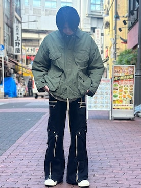 「DANKE SCHON（ダンケシェーン）のアイテム（ミリタリージャケット）」を使った、佐々木空翔(ササキヒロト)さん（メンズ・175cm）の冬コーディネート