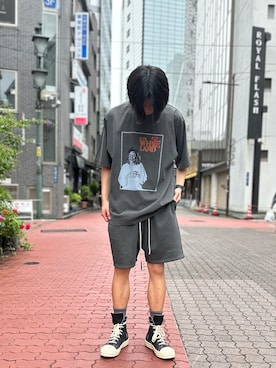 「WHITELAND（ホワイトランド）のアイテム（スウェットパンツ）」を使った、佐々木空翔(ササキヒロト)さん（メンズ・175cm）の夏コーディネート