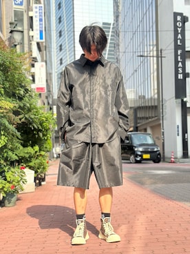 「WHITELAND（ホワイトランド）のアイテム（シャツ/ブラウス）」を使った、佐々木空翔(ササキヒロト)さん（メンズ・175cm）の夏コーディネート