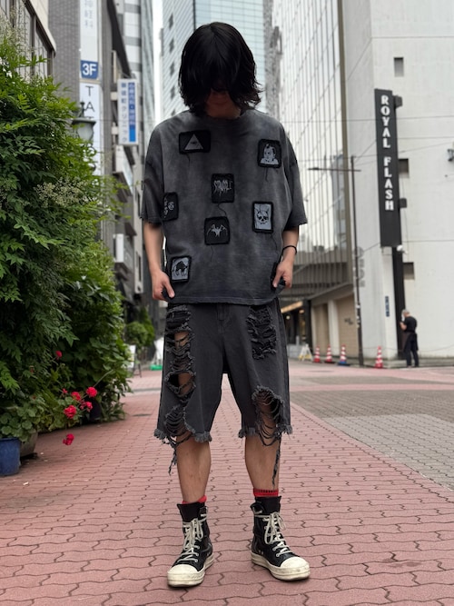 DankeSchon PIGMENT SPRAY S/S TEE PATCH Tシャツ ブラック DankeSchon/ダンケシェーン/PIGMENT SPRAY S/S TEE PATCH（T
