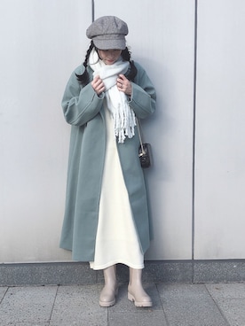 「チェック柄に恋してる」｜「アイテム（チェスターコート）」を使った、˚࿀̊˚さん（レディース・158cm）の冬コーディネート