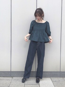 「ORiental TRaffic（オリエンタルトラフィック）のORiental TRaffic レースアップスリッパ ＊（サンダル）」を使った、˚࿀̊˚さん（レディース・158cm）の秋コーディネート