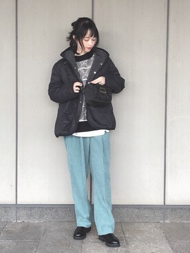 「コーデュロイパンツ」｜「アイテム（MA-1）」を使った、˚࿀̊˚さん（レディース・158cm）の冬コーディネート