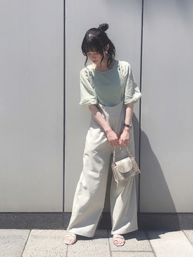 「トングサンダル」｜「アイテム（オールインワン・サロペット）」を使った、˚࿀̊˚さん（レディース・158cm）の夏コーディネート