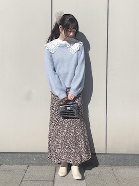 「レース衿」｜˚࿀̊˚さん（レディース・158cm）の冬コーディネート