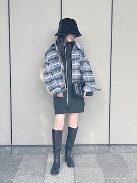 「earth music&ecology（アースミュージックアンドエコロジー）のアイテム（ハット、ブラック系）」を使った、˚࿀̊˚さん（レディース・158cm）の秋コーディネート