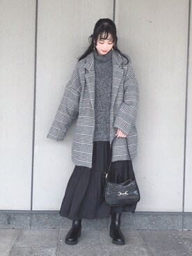 「チェック柄に恋してる」｜「アイテム（その他アウター）」を使った、˚࿀̊˚さん（レディース・158cm）の秋コーディネート