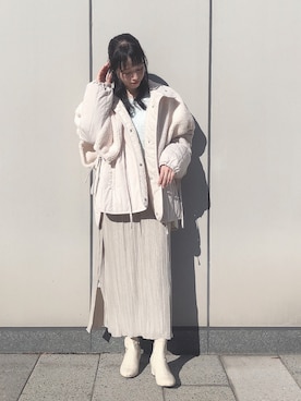 「SLURR（スラ―）のアイテム（ブルゾン）」を使った、˚࿀̊˚さん（レディース・158cm）の冬コーディネート