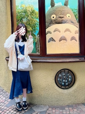 「アイテム（ジャンパースカート）」を使った、あこさん（レディース・159cm）の秋コーディネート