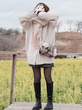 「アイテム（マフラー）」を使った、あこさん（レディース・159cm）の秋コーディネート