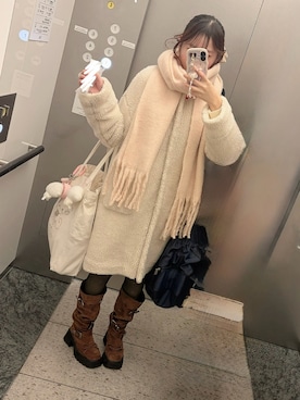 「アイテム（マフラー）」を使った、あこさん（レディース・159cm）の秋コーディネート