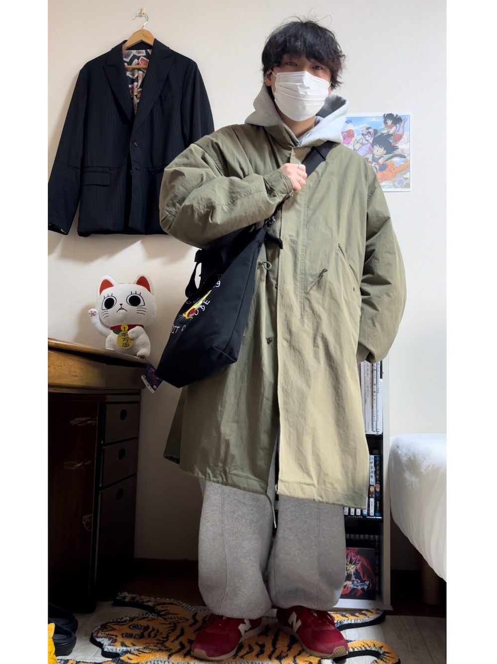 モッズコートを使った「オニツカタイガー」の人気ファッション