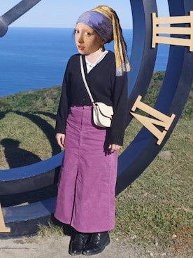 「H&M（エイチ・アンド・エム）のアイテム（カーディガン/ボレロ）」を使った、Xie Peishanさん（レディース・155cm）の冬コーディネート