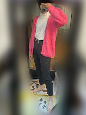 「UNIQLO（ユニクロ）の3Dプレミアムラムタートルネックセーター（長袖）（ニット/セーター、ホワイト系）」を使った、ふさん（レディース・170cm）の秋コーディネート