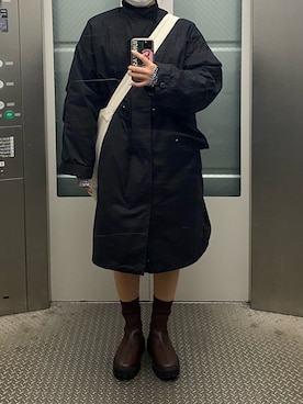 「LAKOLE（ラコレ）のアイテム（ジャケット/アウター）」を使った、mさん（レディース・158cm）の冬コーディネート