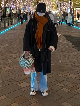 「LAKOLE（ラコレ）のアイテム（ジャケット/アウター）」を使った、mさん（レディース・158cm）の冬コーディネート