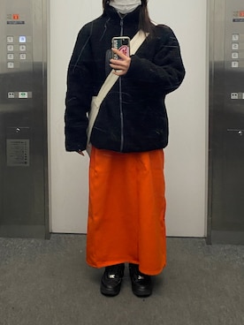 「オレンジスカート」｜mさん（レディース・158cm）の冬コーディネート