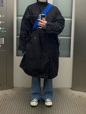 「LAKOLE（ラコレ）のアイテム（ジャケット/アウター）」を使った、mさん（レディース・158cm）の冬コーディネート