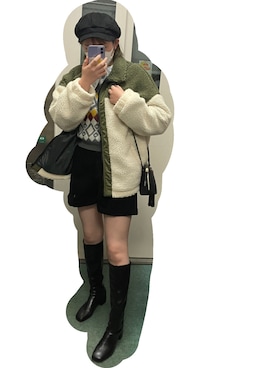「RETRO GIRL（レトロガール）のアイテム（帽子）」を使った、ハルカさん（レディース・162cm）の冬コーディネート