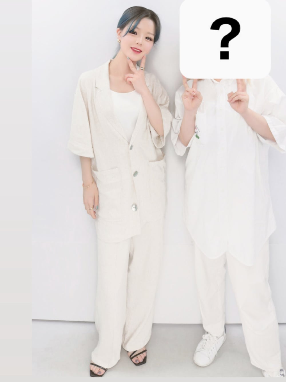 「JEANASiS、JEANASISコーデ、jeans、セットアップ、白セットアップ、ホワイトコーデ、白コーデ」｜「JEANASISのアイテム（パンツ、ホワイト系）」を使った、NANA🤍🦛さん（レディース・157cm）の夏コーディネートの1枚目の写真