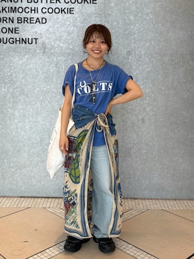 「アイテム（バンダナ/スカーフ）」を使った、AIRIさん（レディース・146cm）の夏コーディネート