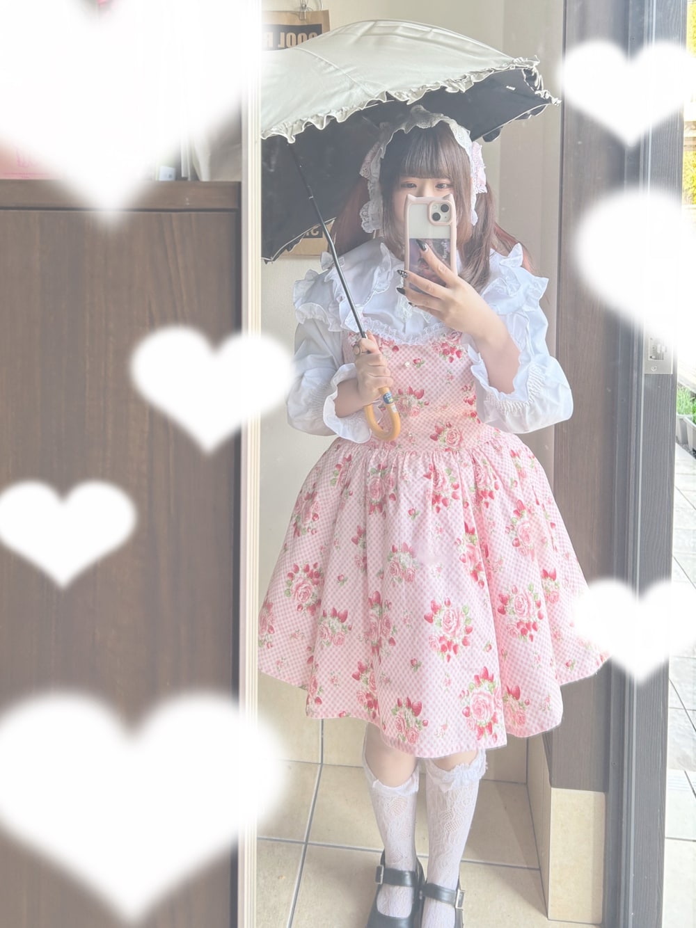 「ロリィタ、ロリータ、ロリータファッション、甘ロリ、BABY, THE STARS SHINE BRIGHT、インスタフォローしてね！」｜「つくったのアイテム（ジャンパースカート、ピンク系）」を使った、cult666_さん（レディース・146cm）の冬コーディネートの1枚目の写真