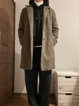 「URBAN RESEARCH（アーバンリサーチ）のアイテム（ステンカラーコート）」を使った、kotaさん（メンズ・178cm）の冬コーディネート