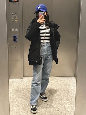 「Guess（ゲス）のアイテム（ダウンジャケット/コート）」を使った、Aさん（レディース・152cm）の冬コーディネート