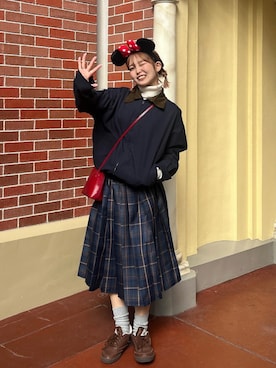 「Libra Cue（リブラ キュー）のアイテム（スカート）」を使った、ぽんづさん（レディース・163cm）の冬コーディネート