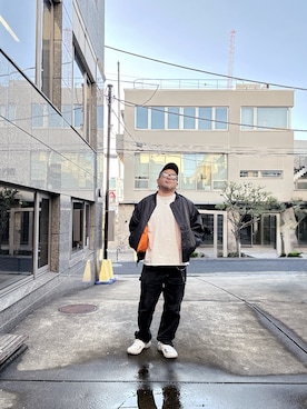 「アイテム（MA-1）」を使った、ポテチチップさん（メンズ・173cm）の秋コーディネート