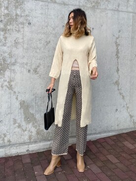「スリットニット」｜mariko   さん（レディース・170cm）の秋コーディネート