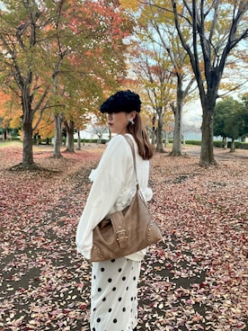 「アイテム（ハンチング/ベレー帽）」を使った、norisandesukaさん（レディース・166cm）の秋コーディネート