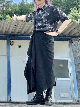 「Yohji Yamamoto（ヨウジヤマモト）のアイテム（スカート）」を使った、akio0911さん（メンズ・175cm）の夏コーディネート