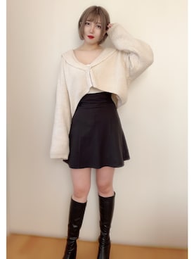 「PUBLUX（パブリュクス）のアイテム（ブーツ）」を使った、るんさん（レディース・162cm）の春コーディネート