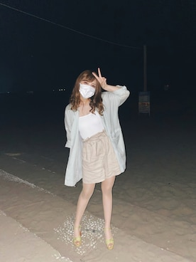 「キュロット」｜「アイテム（キャミソール）」を使った、るんさん（レディース・162cm）の夏コーディネート