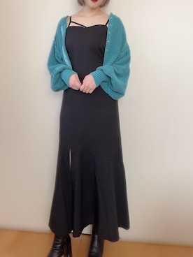 「Kastane（カスタネ）の【SETアイテム】クロップドカーディガン×ワンピースSET（ワンピース）」を使った、るんさん（レディース・162cm）の春コーディネート