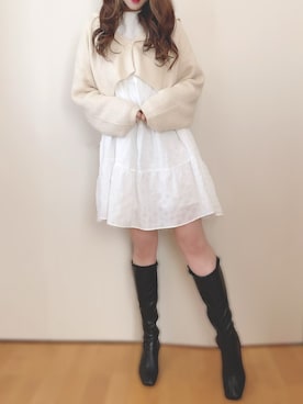 「PUBLUX（パブリュクス）のアイテム（ブーツ）」を使った、るんさん（レディース・162cm）の冬コーディネート